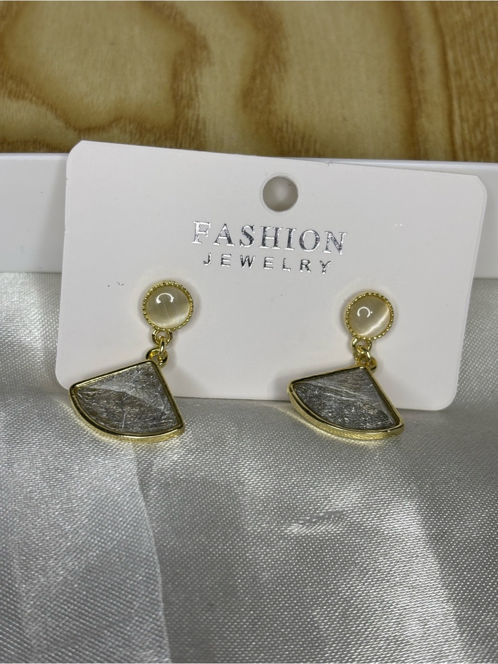 Stainless Steel Gold Plated Cat Eyes Earrings